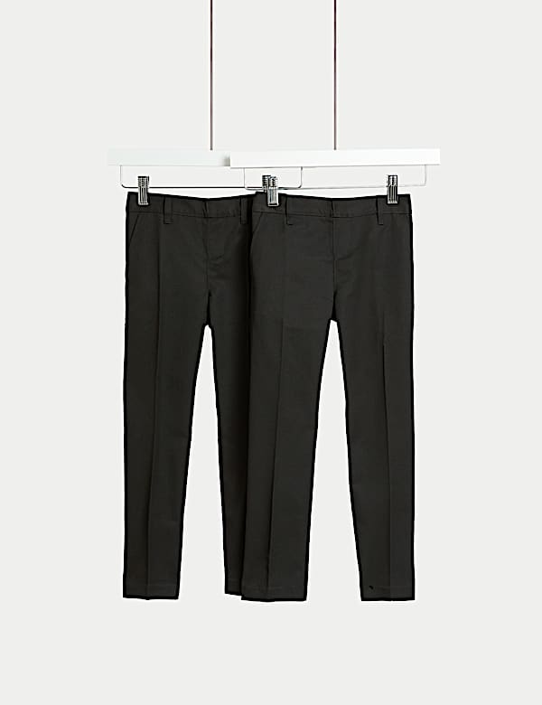 2pk Boys' Slim Leg Longer Length School Trousers (2-18 Yrs) - HU