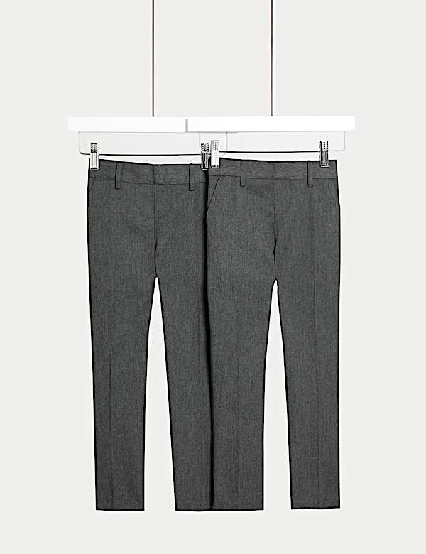 2pk Boys' Skinny Leg School Trousers (2-18 Yrs) - GR