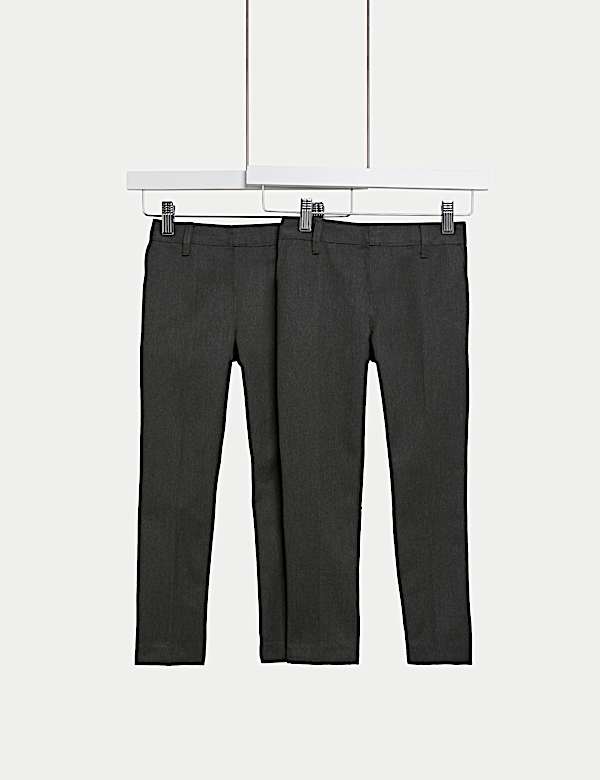 2pk Boys' Skinny Leg School Trousers (2-18 Yrs) - FI