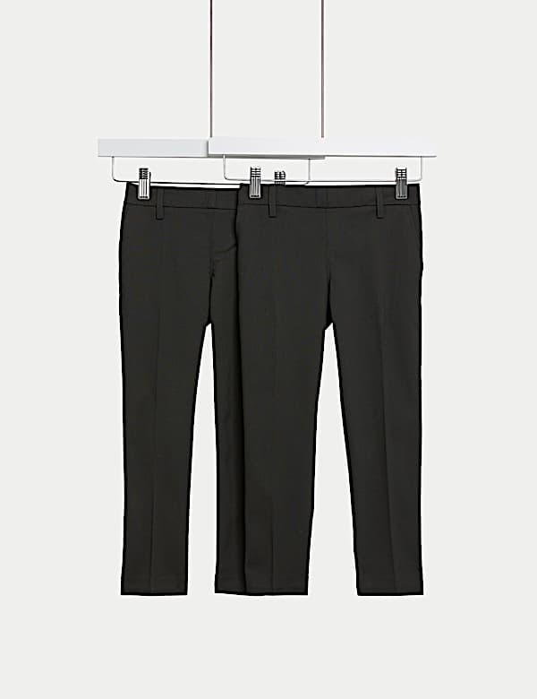 2pk Boys' Slim Leg Stretch School Trousers (2-18 Yrs) - PT