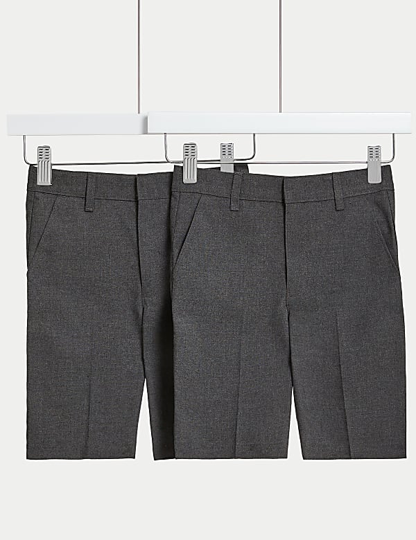 2 Pack Boys' Regular Leg School Shorts (2-14 Yrs) - US