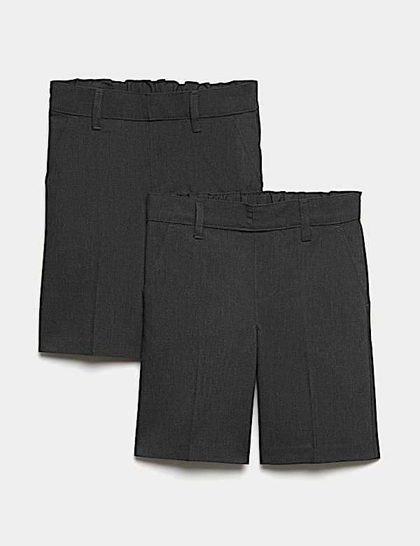 2 Pack Boys' Regular Leg School Shorts (2-14 Yrs) - US