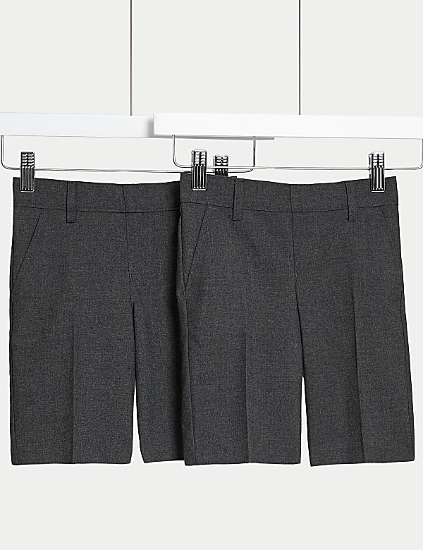 2pk Boys' Slim Leg School Shorts (2-14 Yrs) - DK