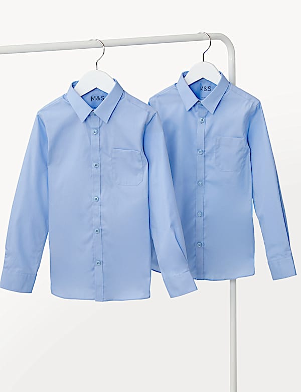 2 Pack Boys' Slim Fit Non-Iron School Shirts (2-18 Yrs) - CH