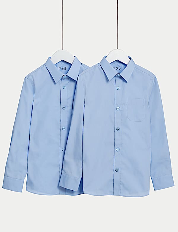 2 Pack Boys' Slim Fit Non-Iron School Shirts (2-18 Yrs) - CH