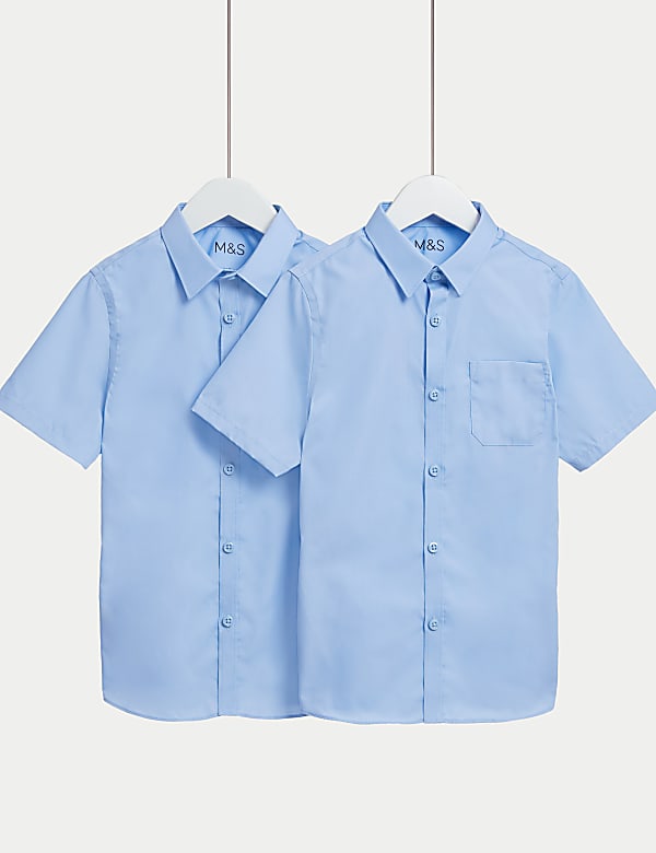 2 Pack Boys' Slim Fit Non-Iron School Shirts (2-18 Yrs) - PT