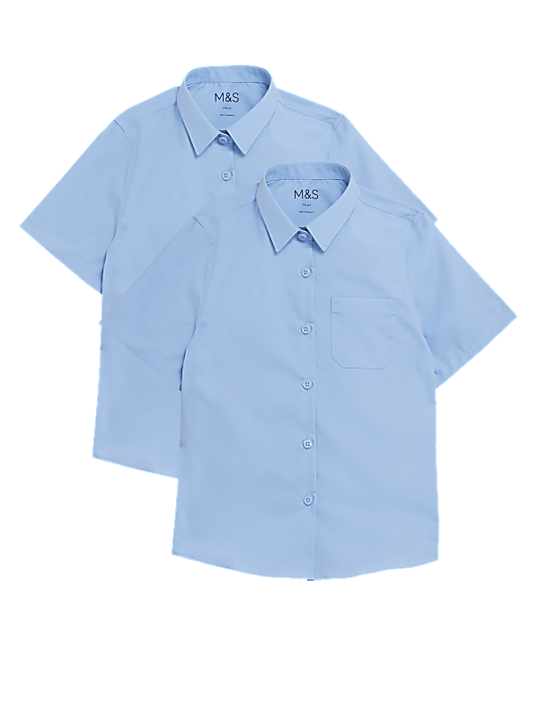 2Pk Girls' Slim Fit Non-Iron Shirts