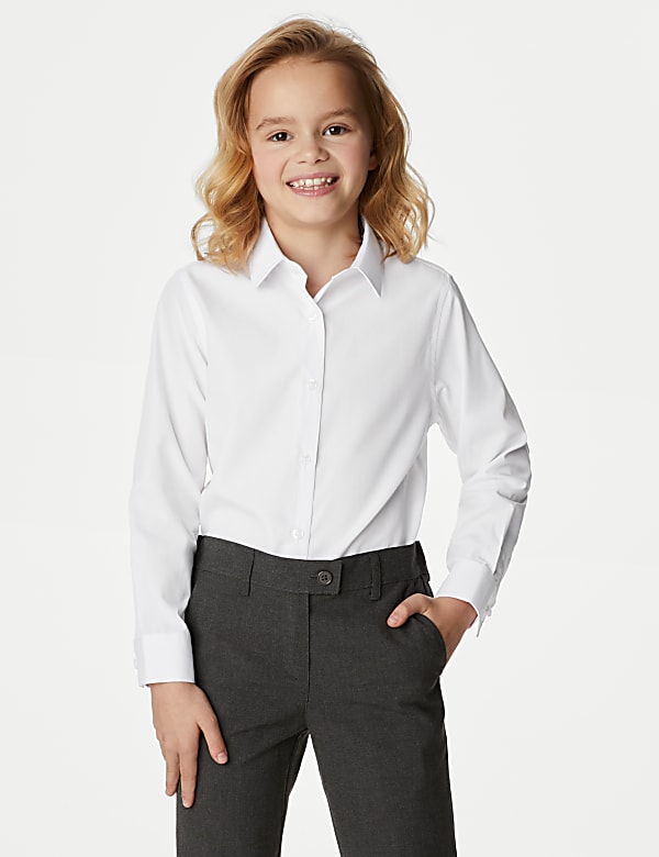 3pk Girls' Easy Iron School Shirts (2-16 Yrs) - US