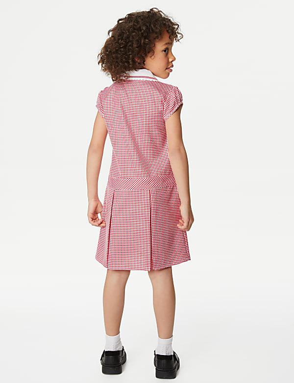 Girls' Gingham Pleated School Dress (2-14 Yrs) - AL