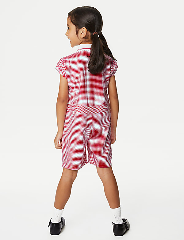 Schul-Playsuit mit Gingham-Muster für Mädchen (2–14 Jahre) - AT