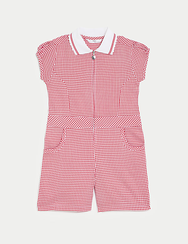 Schul-Playsuit mit Gingham-Muster für Mädchen (2–14 Jahre) - AT