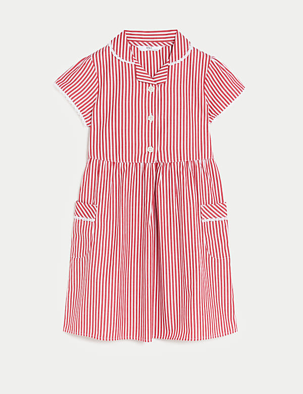 Girls' Pure Cotton Striped School Dress (2-14 Yrs) - JE