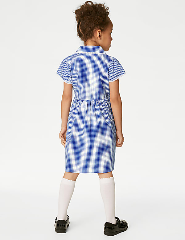 Girls' Pure Cotton Gingham School Dress (2-14 Yrs) - CZ