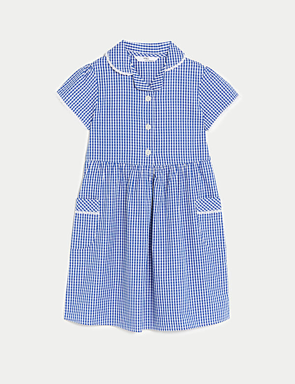 Girls' Pure Cotton Gingham School Dress (2-14 Yrs) - CZ