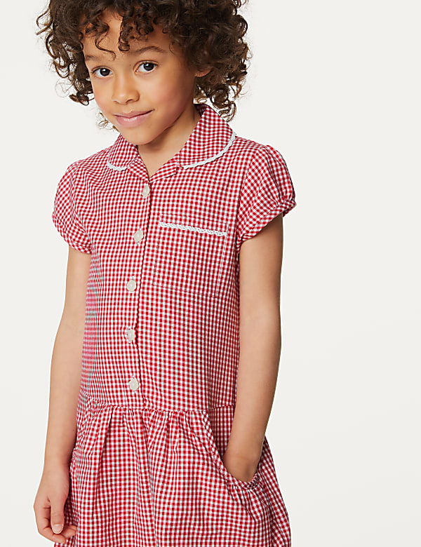 2 Pack Girls' Cotton Plus Fit School Dresses (4-14 Yrs) - BE