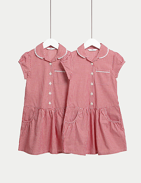 Set van 2 katoenrijke schooljurken met Gingham-ruit voor meisjes (2-14 jaar) - BE