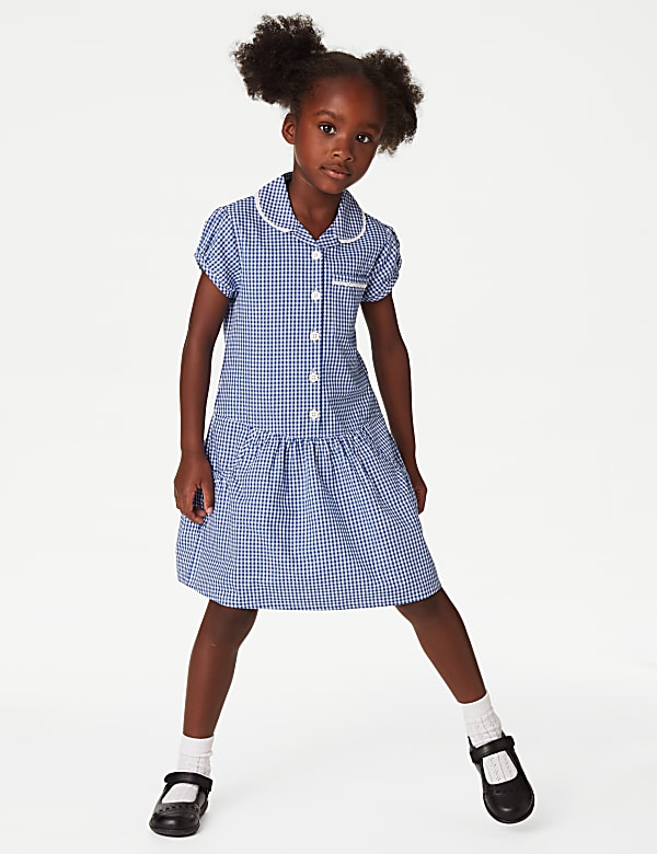 2pk Girls' Cotton Rich Gingham School Dresses (2-14 Yrs) - GR