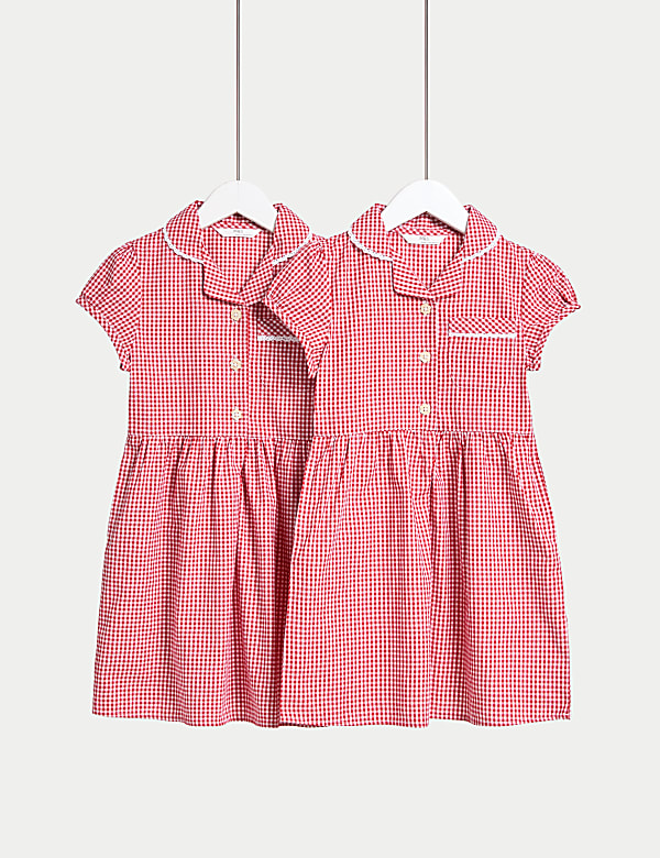 2pk Girls' Cotton Rich School Dresses (2-14 Yrs) - US