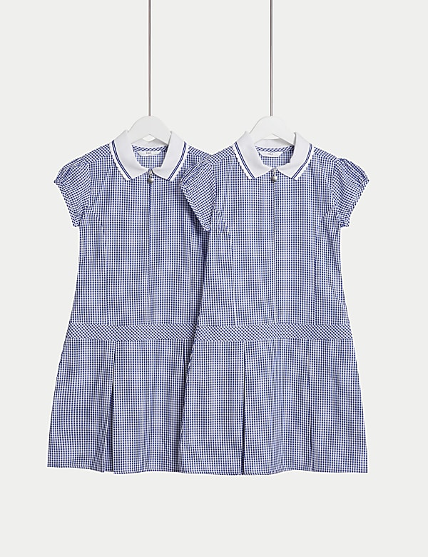 2pk Girls' Cotton Rich Gingham School Dress (2-14 Yrs) - DE