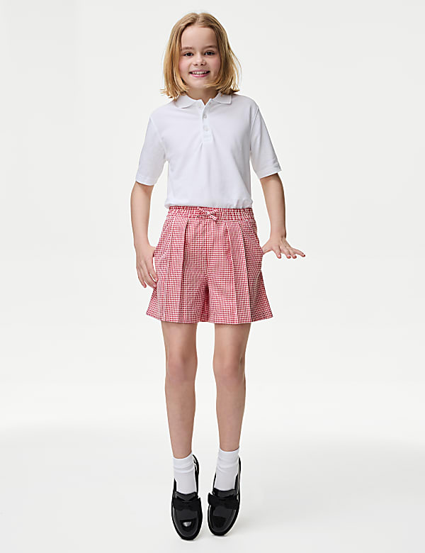 Girls' Gingham School Shorts (2-14 Yrs)  - QA