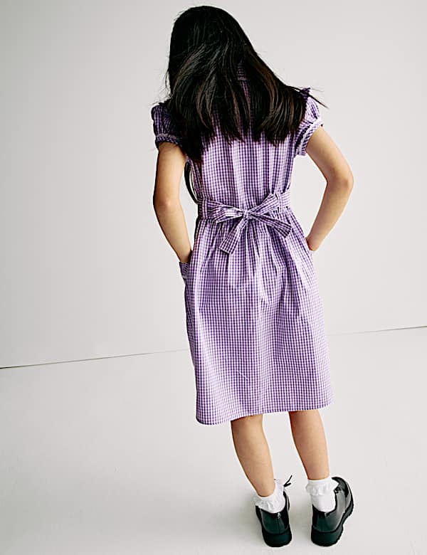 Kleid für die Schule aus reiner Baumwolle mit Gingham-Muster (2–14 Jahre) - AT