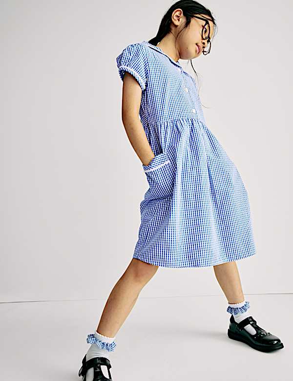 Pure Cotton Gingham School Dress (2-14 Yrs) - CZ