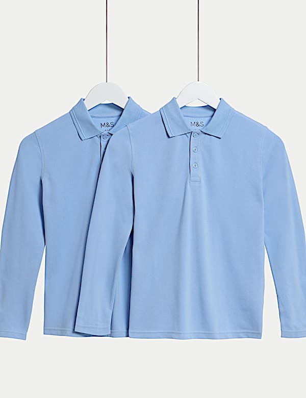 2er-Pack Unisex-Poloshirts aus reiner Baumwolle für die Schule (2–18 Jahre) - AT