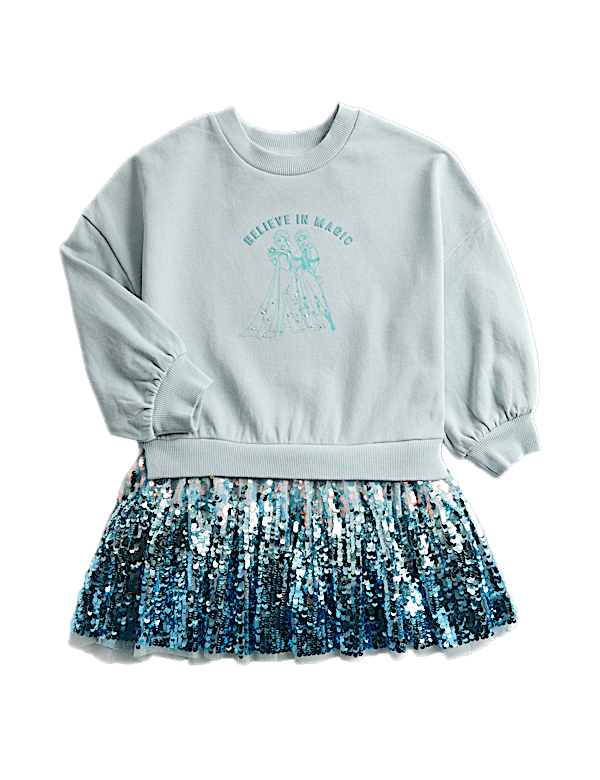 Cotton Rich Frozen&trade; Sequin Dress (2-8 Yrs)