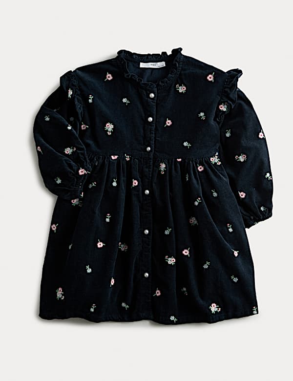 שמלת קורדרוי רקומה מכותנה טהורה (1-‏8 שנים) - IL