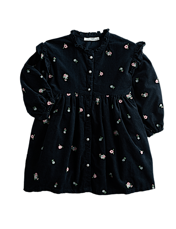 Pure Cotton Embroidered Corduroy Dress (1-8 Yrs)