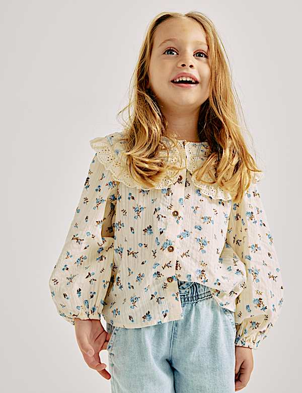 Pure Cotton Ditsy Floral Blouse (2-8 Yrs)