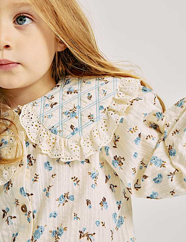 Pure Cotton Ditsy Floral Blouse (2-8 Yrs)