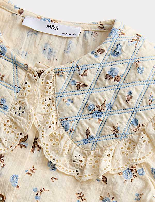 Pure Cotton Ditsy Floral Blouse (2-8 Yrs)