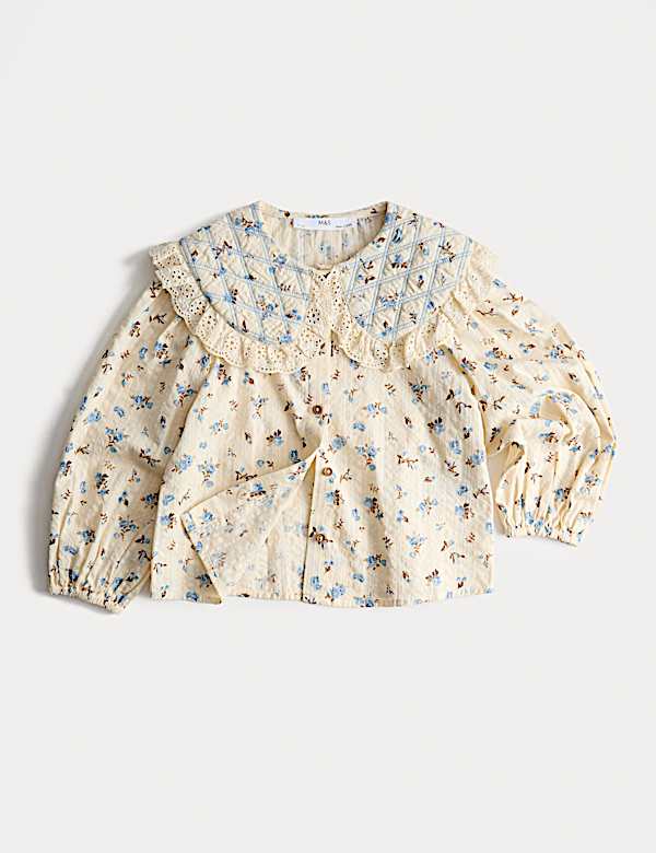 Pure Cotton Ditsy Floral Blouse (2-8 Yrs)