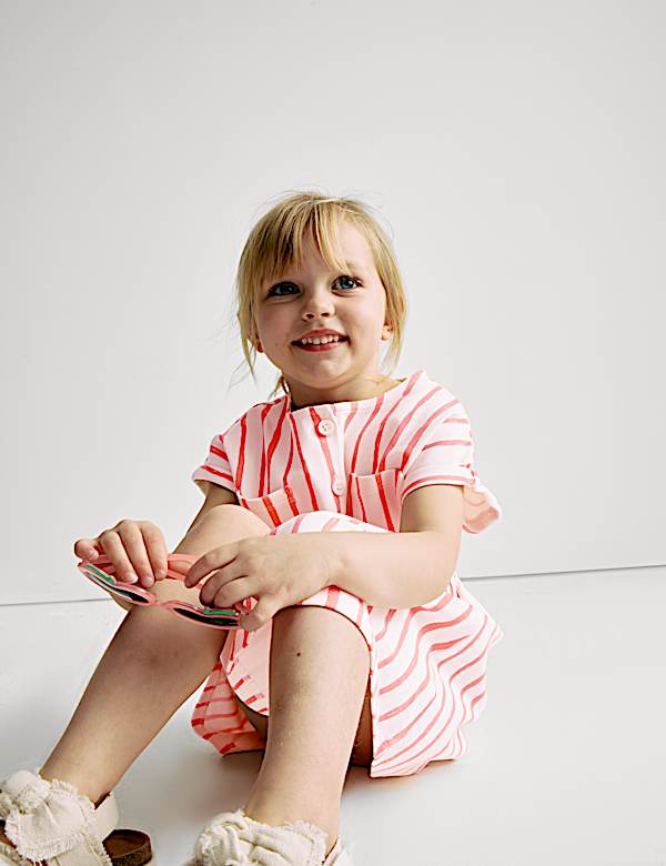 Cotton Rich Jersey Striped Dress (2-8 Yrs)