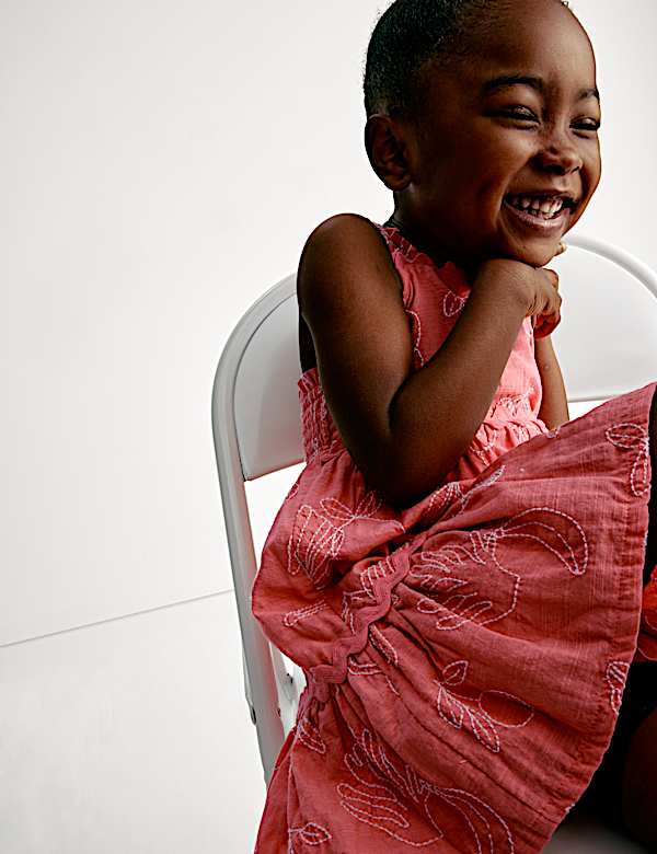 Robe 100 % coton à broderie coquillage (du 2 au 8 ans) - CA