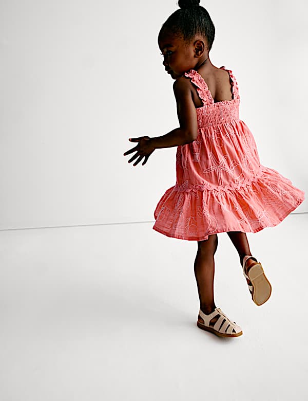 Robe 100 % coton à broderie coquillage (du 2 au 8 ans) - CA