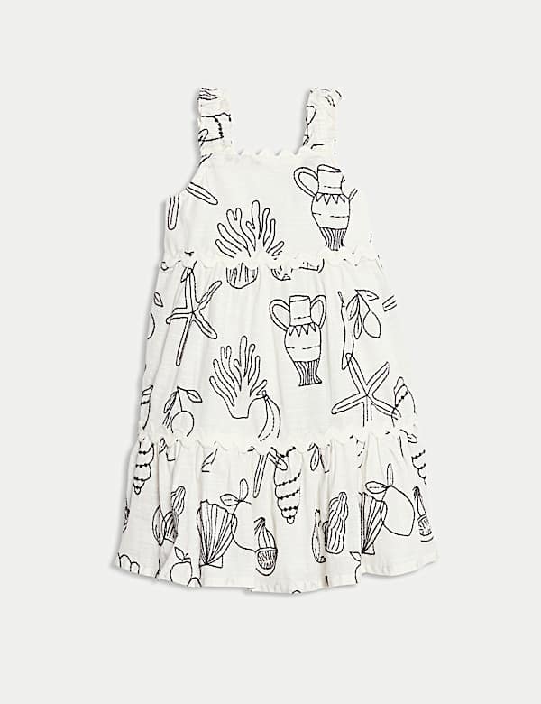 Pure Cotton Shell Embroidery Dress (2-8 Yrs) - RO