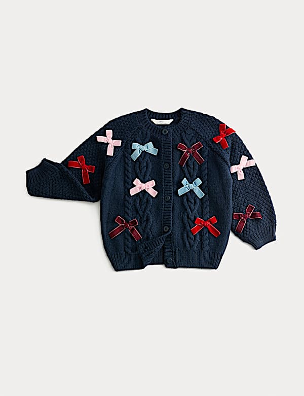 Cardigan en maille torsadée à nœud appliqué (du 2 au 8 ans) - BE