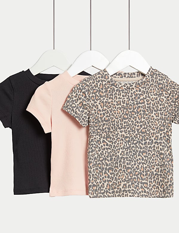3pk Cotton Rich Leopard T-Shirts (2-8 Yrs) - GR