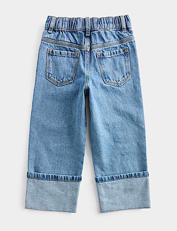 Pure Cotton Denim Turn Up Jeans (2-10 Yrs)