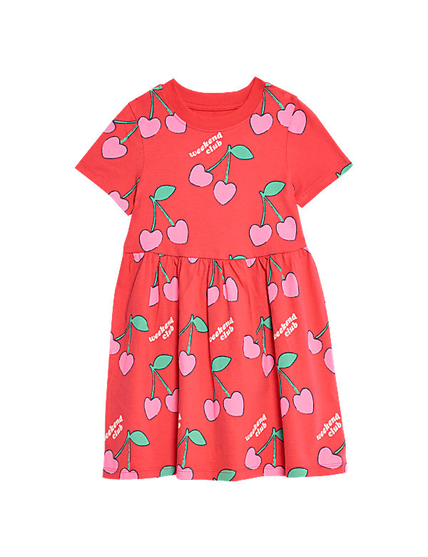 Pure Cotton Cherry Dress (1-8 Yrs)