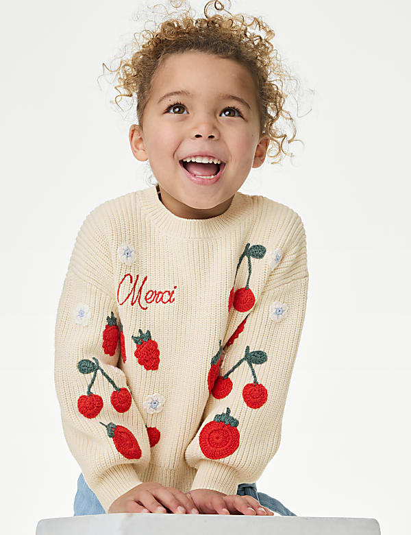Pull en coton mélangé à motif fruit appliqué (du 12&nbsp;mois au 10&nbsp;ans) - CA