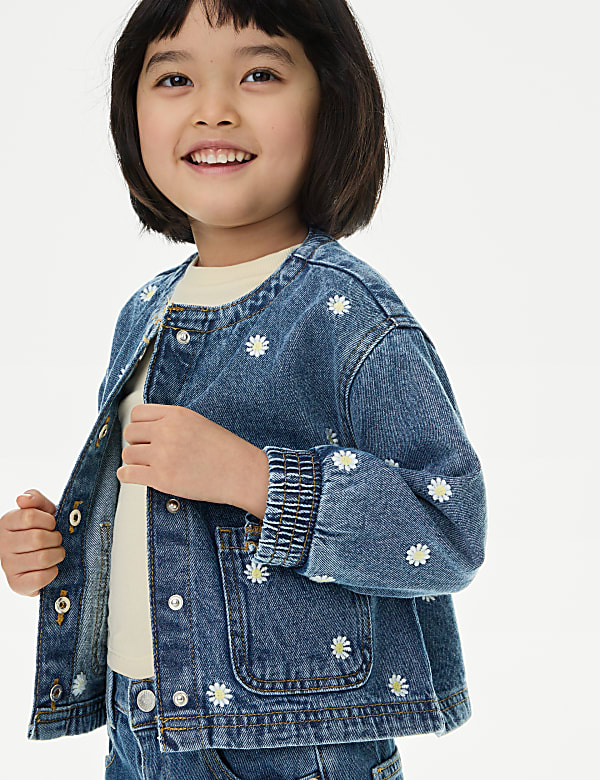 Denim Daisy Embroidered Bomber (2-8 Yrs)