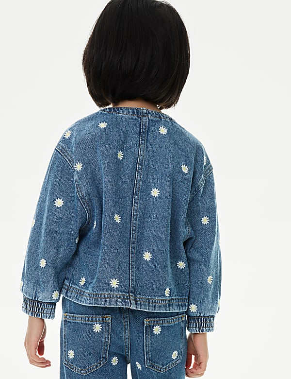 Denim Daisy Embroidered Bomber (2-8 Yrs)