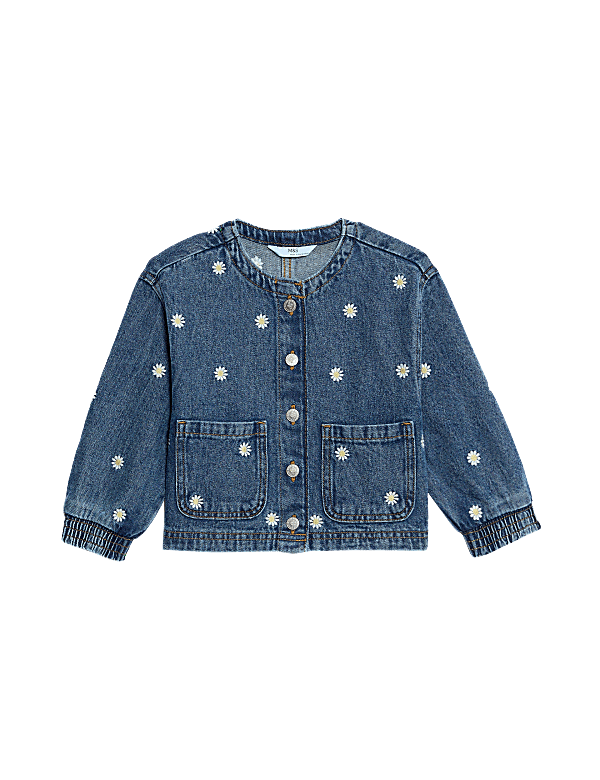 Denim Daisy Embroidered Bomber (2-8 Yrs)