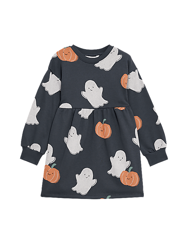 Cotton Rich Ghost and Pumpkin Dress (2-8 Yrs)