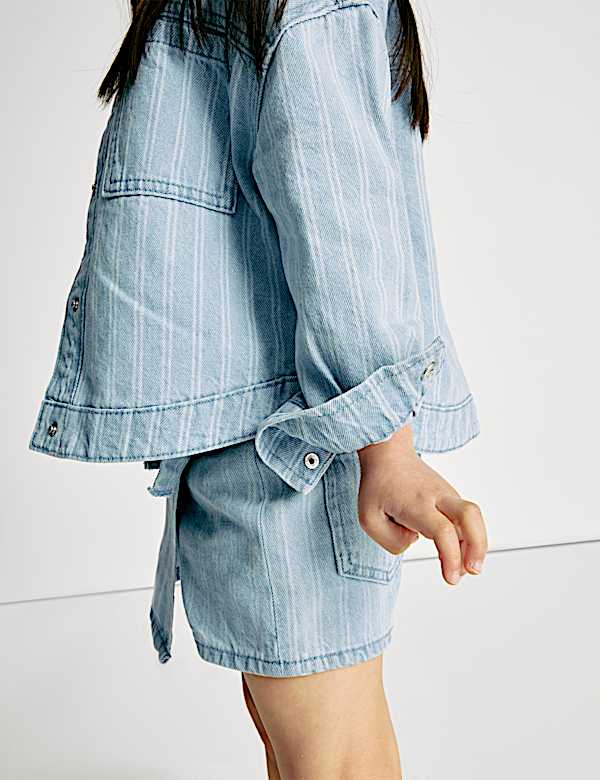 Denim Striped Shacket (2-16 Yrs) - JO