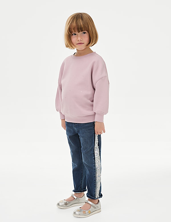 Cotton Rich Diamante Sweatshirt (2-8 Yrs) - IL
