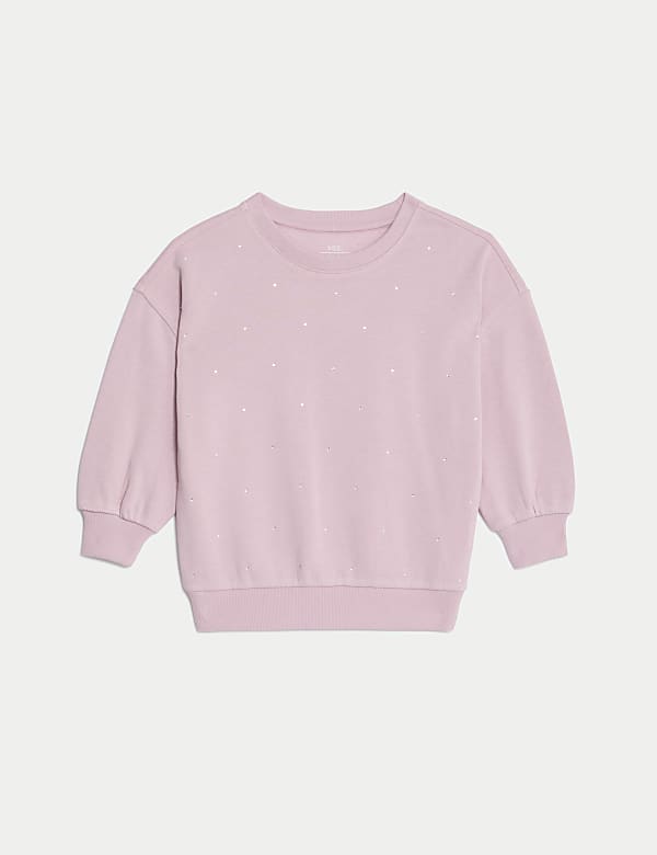 Cotton Rich Diamante Sweatshirt (2-8 Yrs) - IL